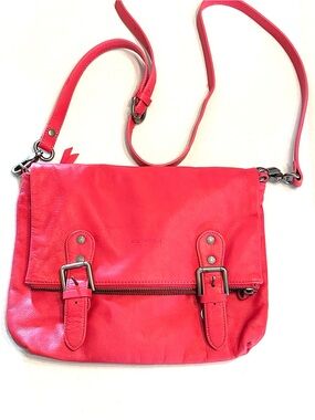 Babylino Coral Pink Leather Crossbody with Buckle Front